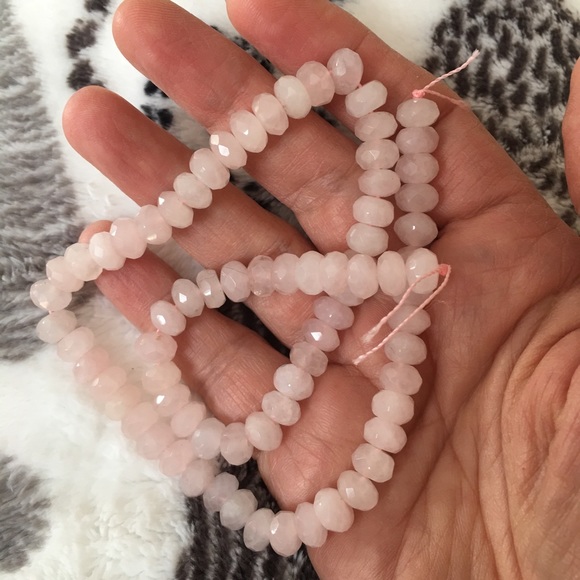 Faceted rose quartz string of bead for a necklace